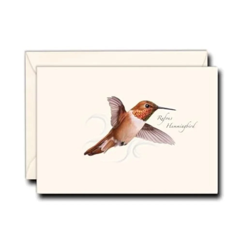 Earth Sky + Water - Rufous Hummingbird Notecard Set - 8 Blank Cards with Envelop